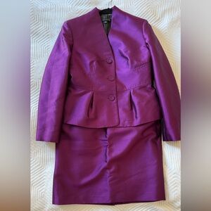 Anne Klein Rich Purple Blazer and Skirt Set